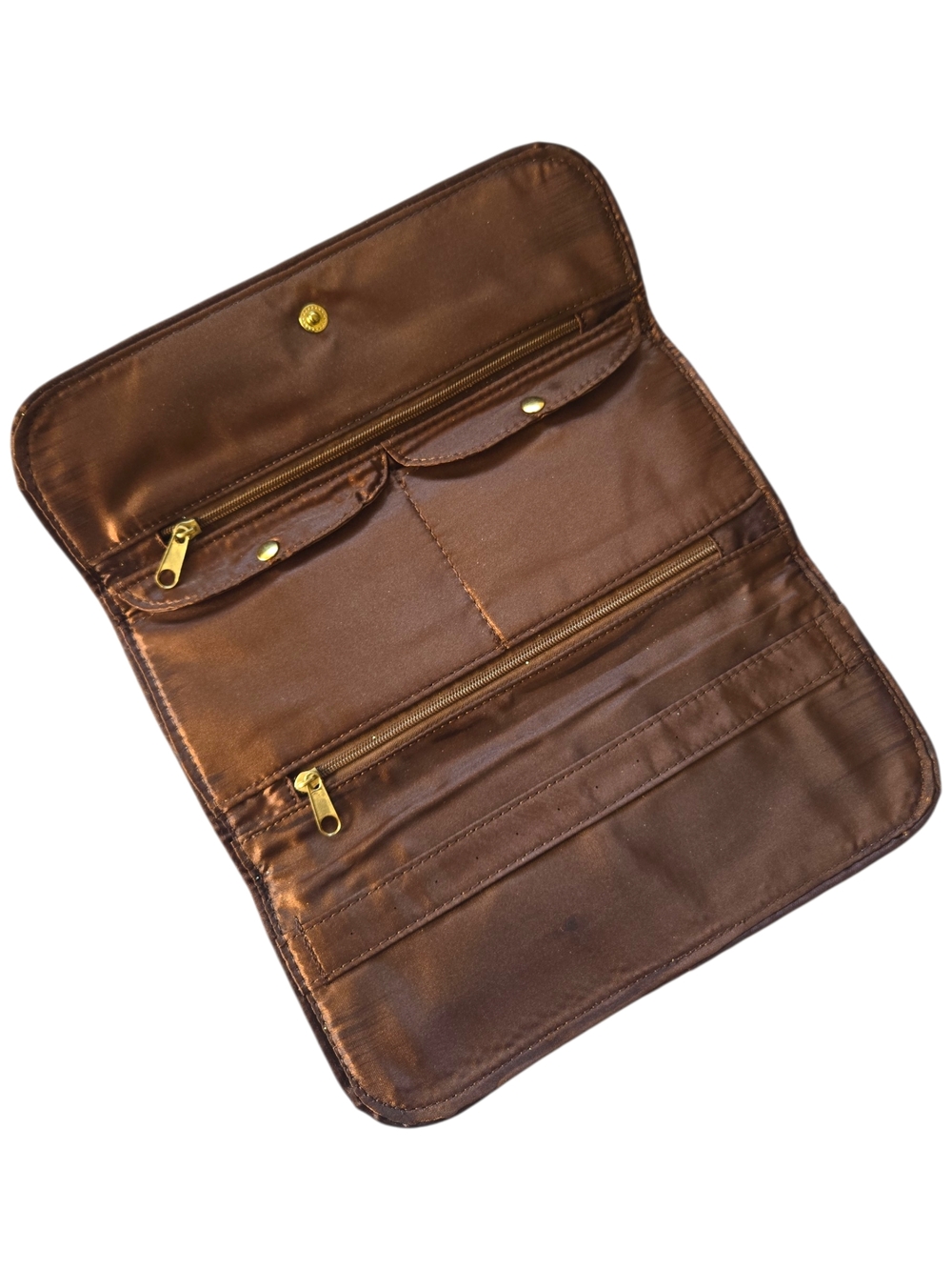 Brown Travel Organizer Trifold Fabric Storage for Jewelry - Picture 3 of 6